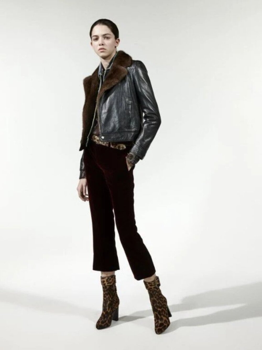 Saint Laurent cropped velvet flare pants - Black size US 26